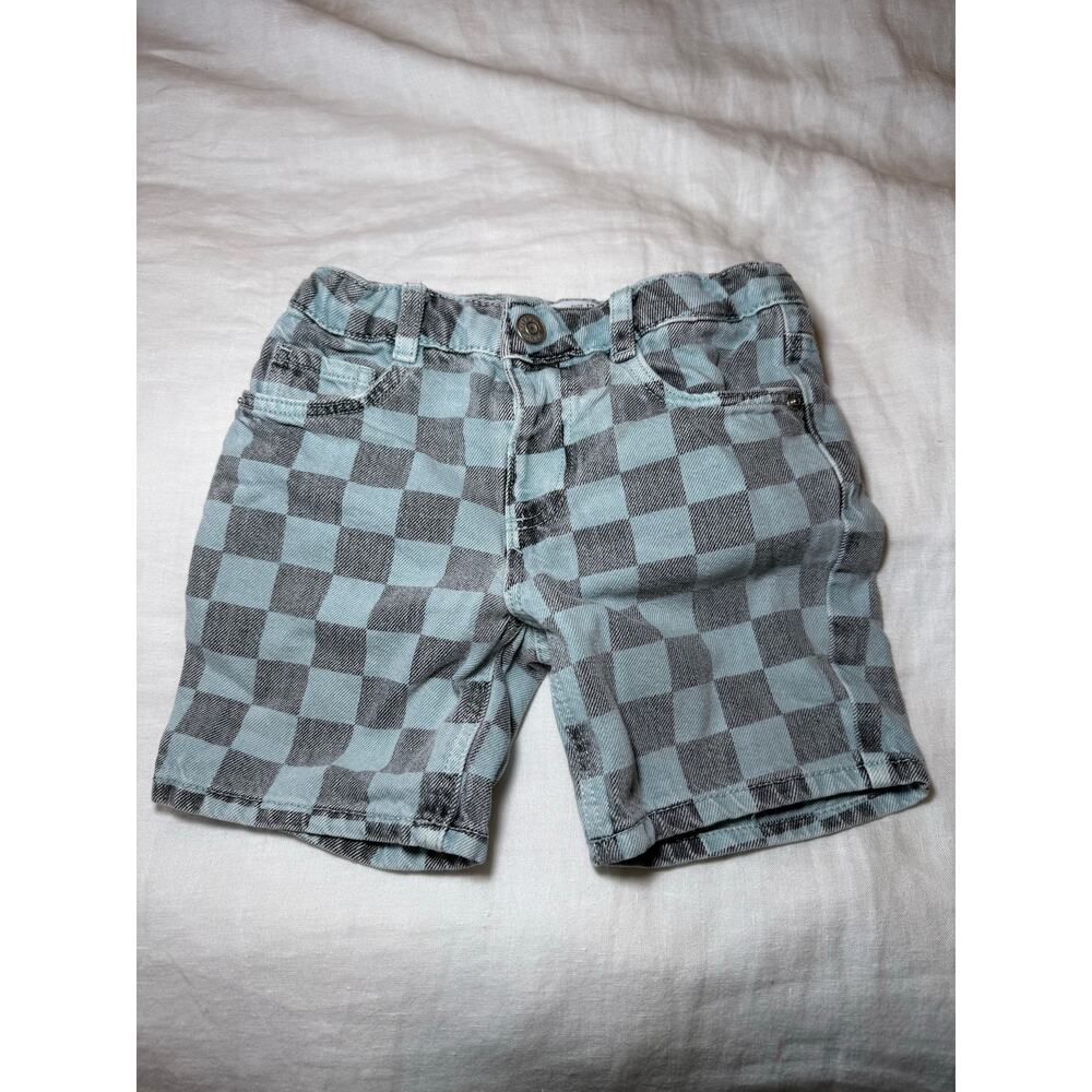 Zara boys checkered jean shorts